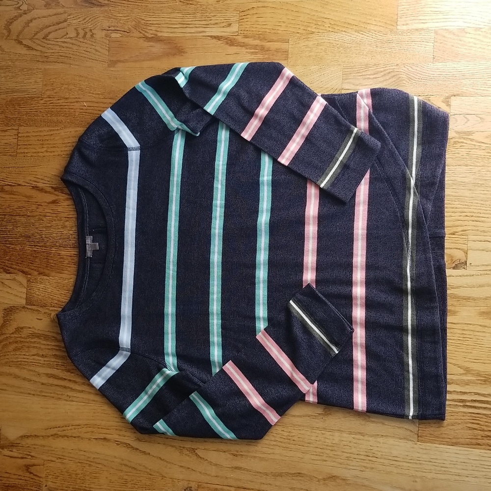 (L) T by Talbots Knit Crew Loungewear Academia Colorful Modest Casual Collegiate
